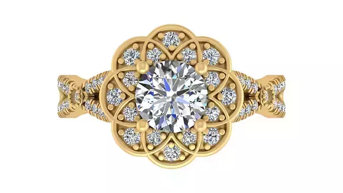  Vintage-Inspired Filigree Floral Halo Engagement Ring 