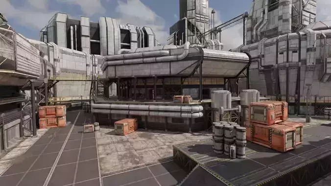 Technology Industrial Processing Plant Low-poly 3D model