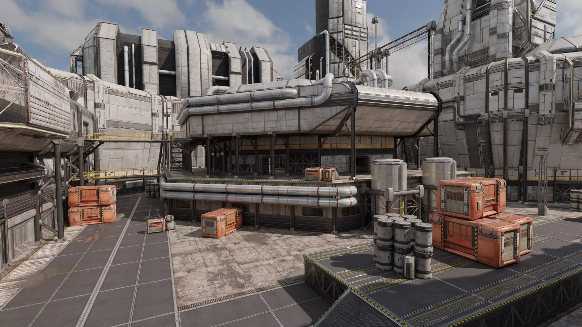 Technology Industrial Processing Plant Low-poly 3D model_0