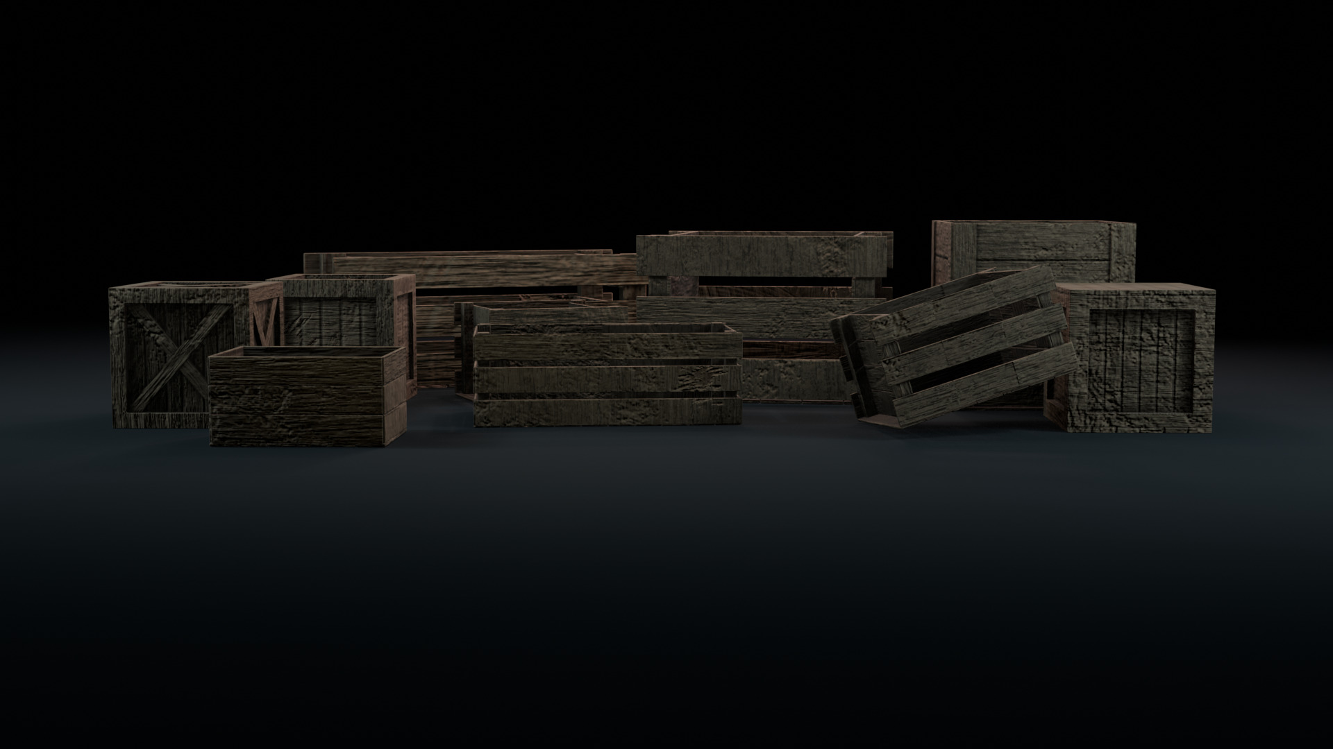 Realistic Wooden Crates and Boxes PBR Textured and Game-Ready Low-poly 3D model_1