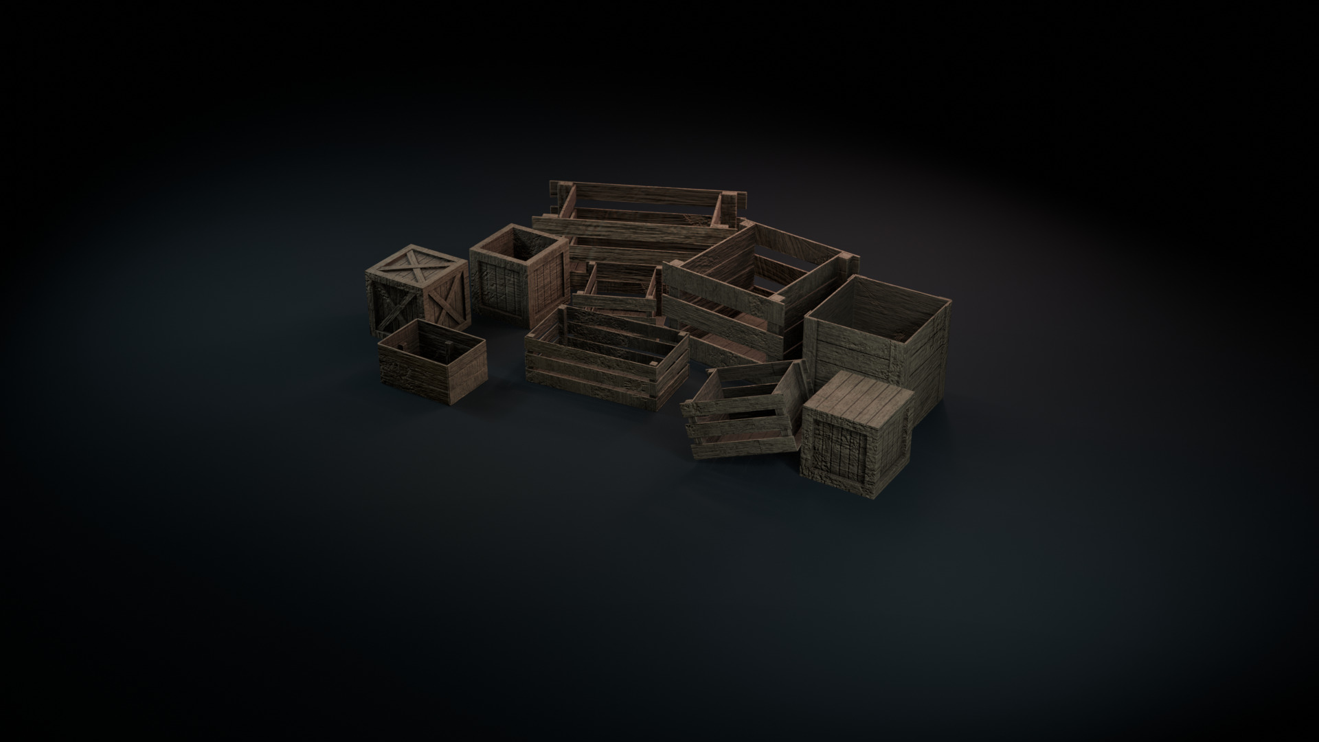 Realistic Wooden Crates and Boxes PBR Textured and Game-Ready Low-poly 3D model_3