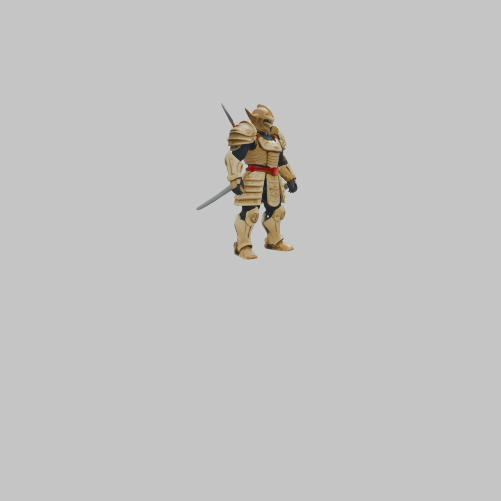 Ornate Samurai-Inspired Armor 3D Model Low-poly 3D model_4
