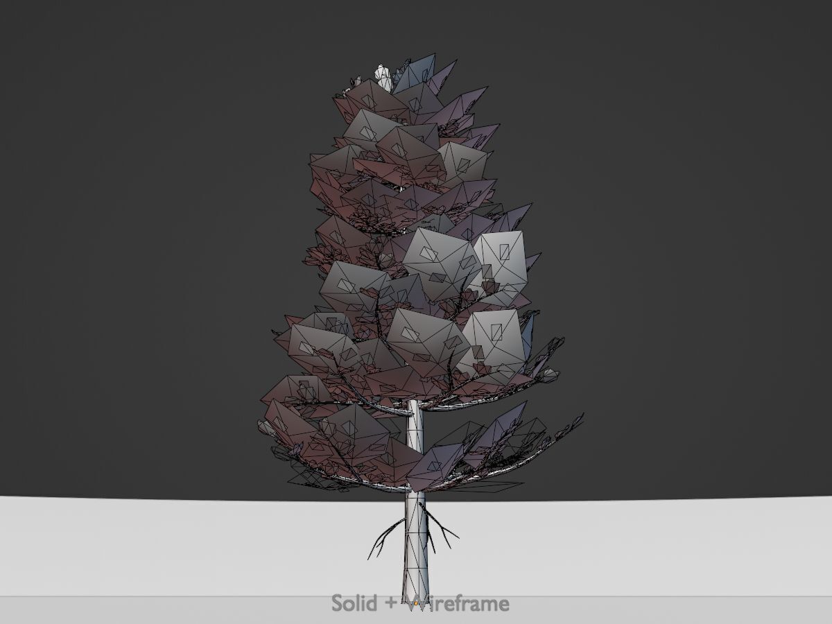 Forest pine summer 12m Low-poly 3D model_9