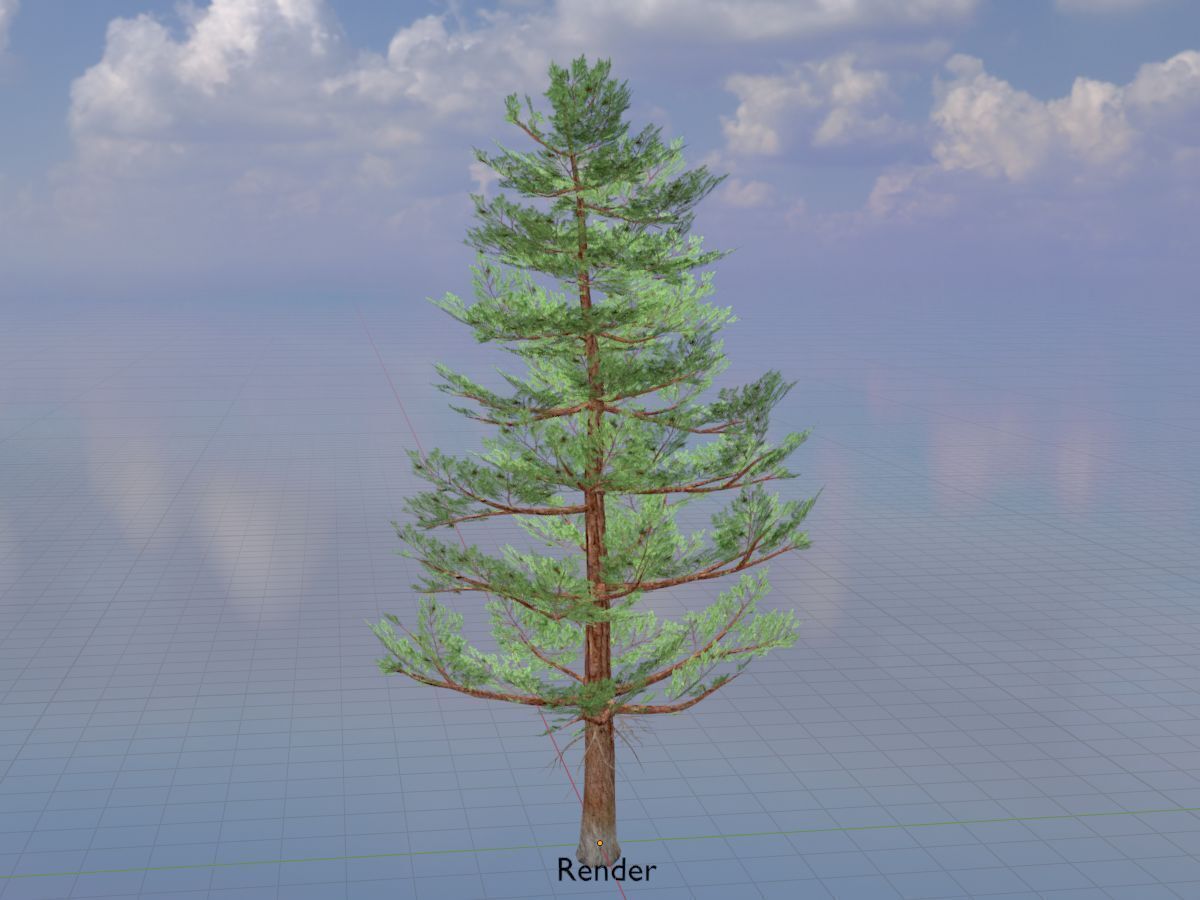 Forest pine summer 12m Low-poly 3D model_18