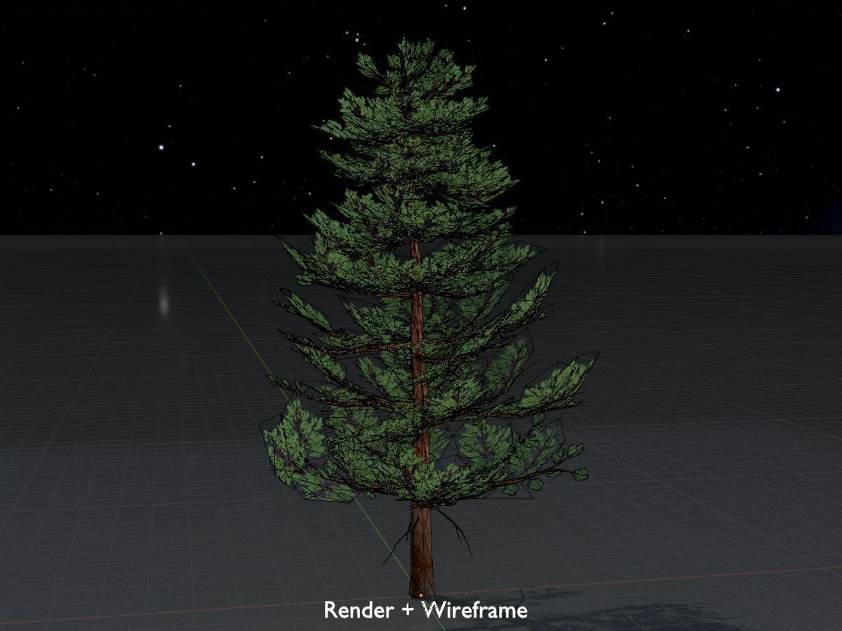 Forest pine summer 12m Low-poly 3D model_8