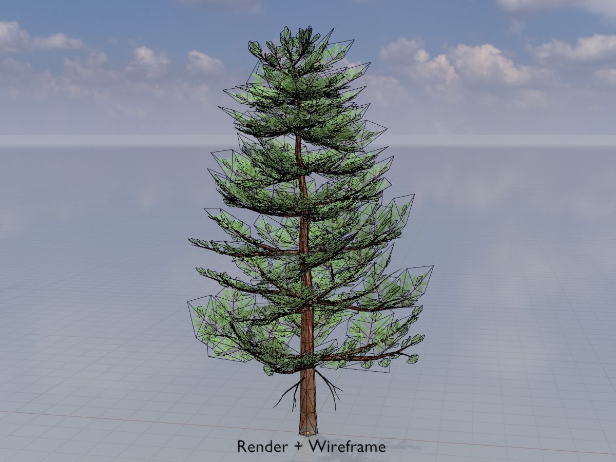 Forest pine summer 12m Low-poly 3D model_5