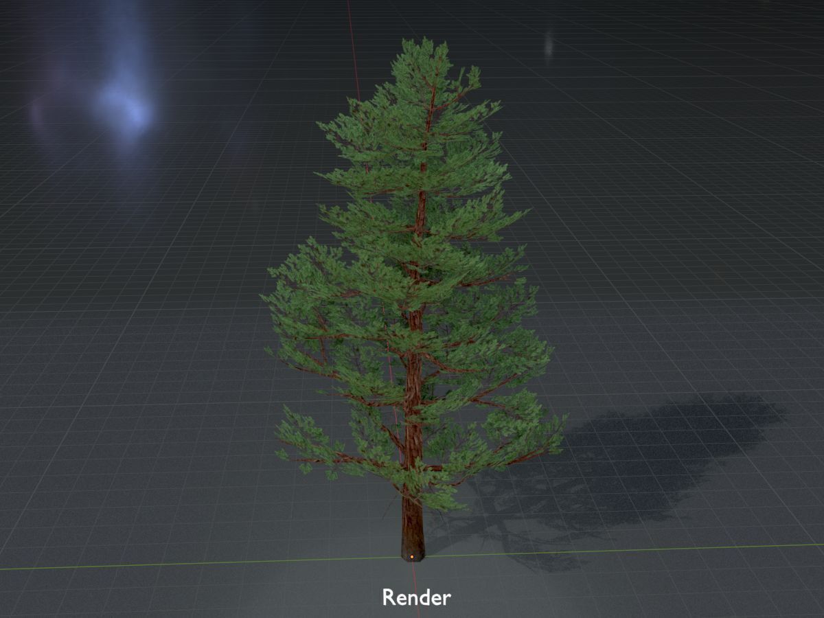 Forest pine summer 12m Low-poly 3D model_16