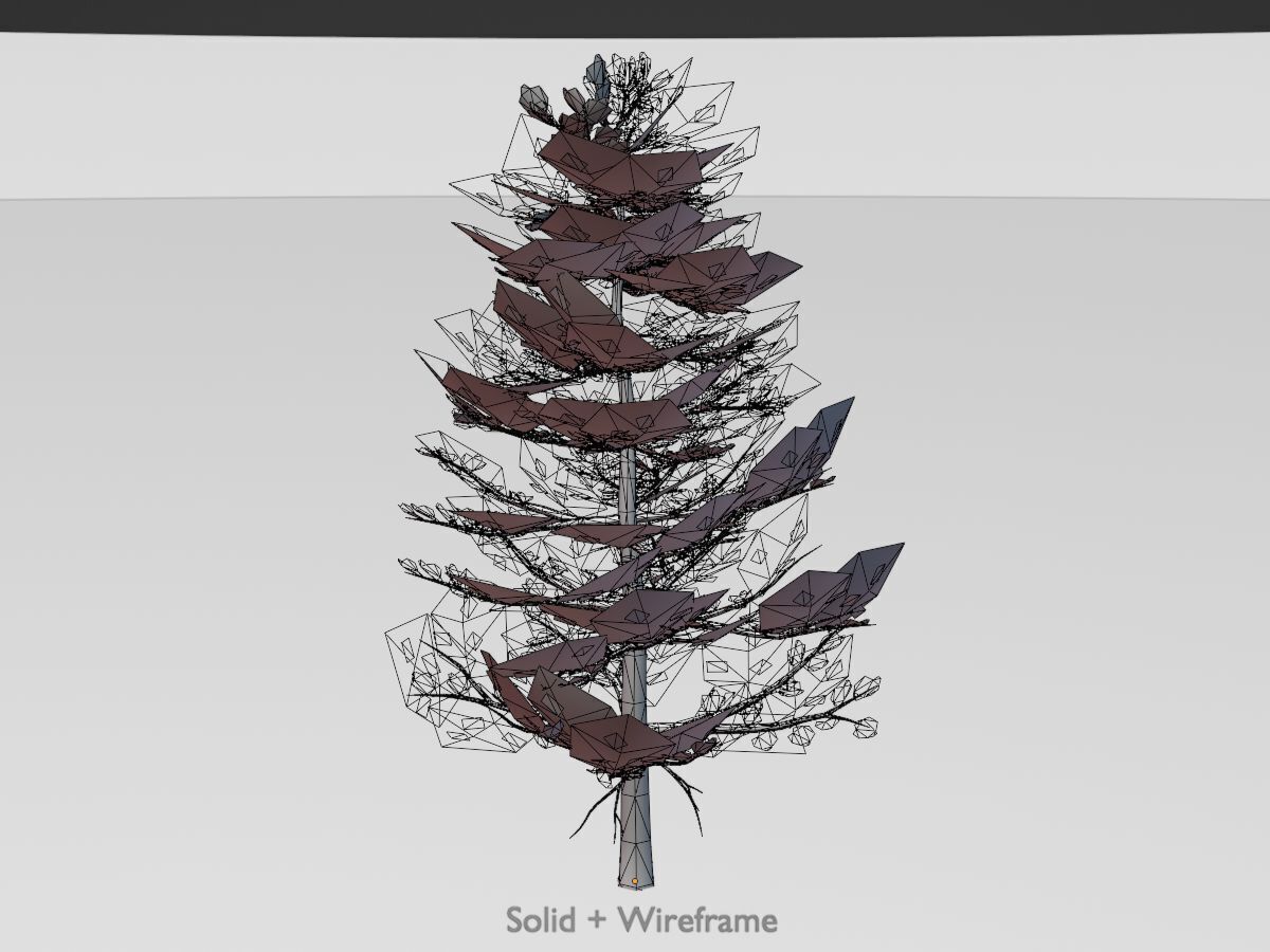 Forest pine summer 12m Low-poly 3D model_12