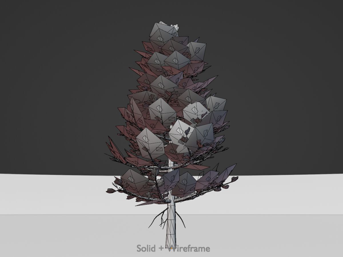 Forest pine summer 12m Low-poly 3D model_10