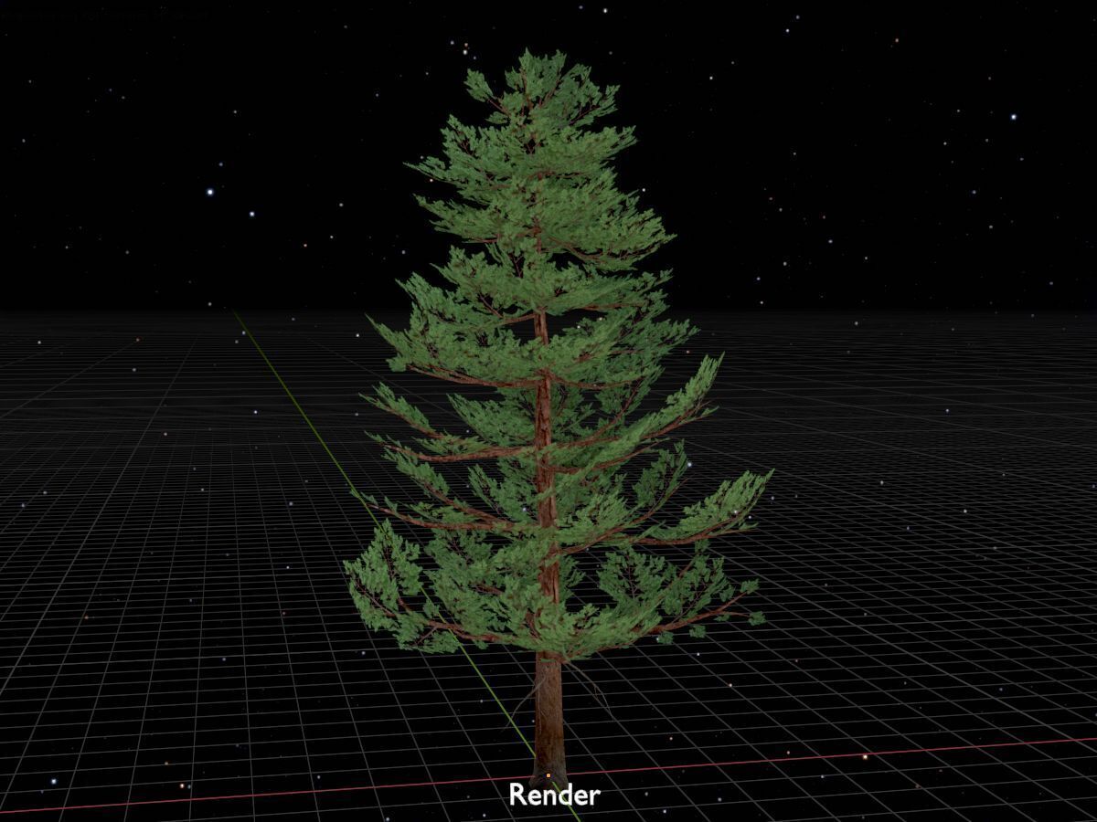 Forest pine summer 12m Low-poly 3D model_17