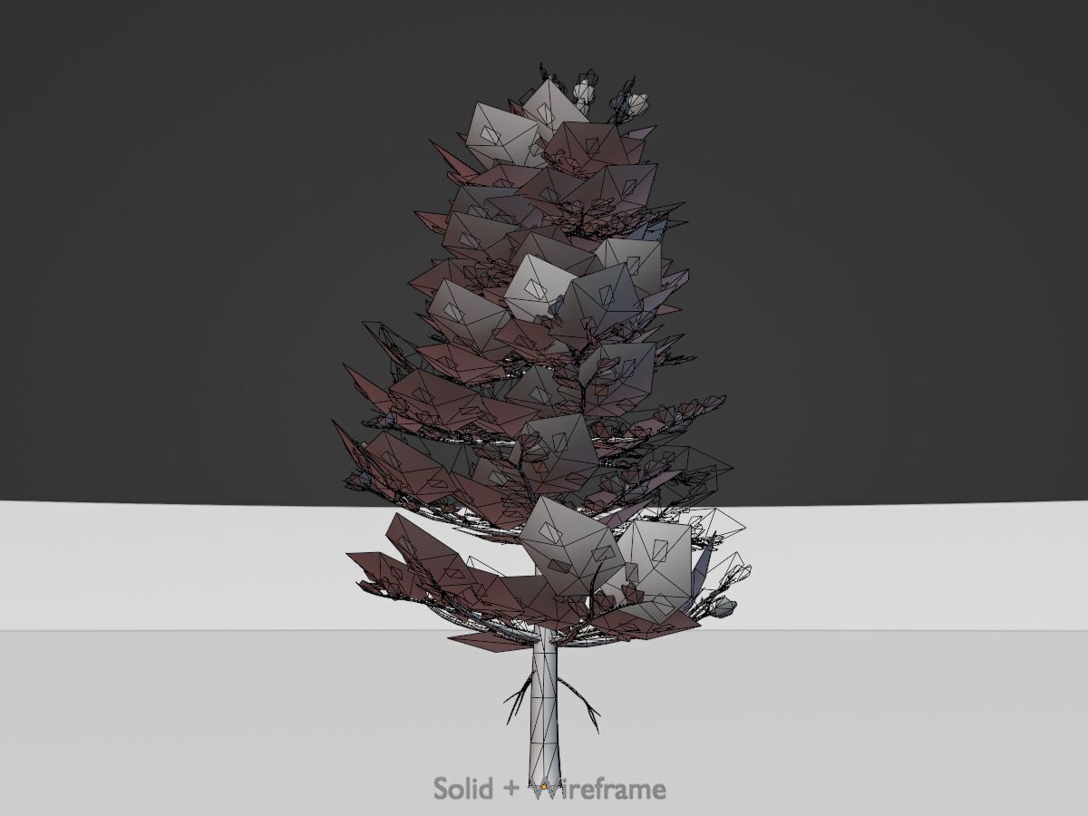 Forest pine summer 12m Low-poly 3D model_11
