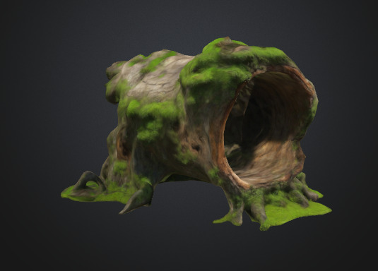 Moss Tree Trunk 3D model_1