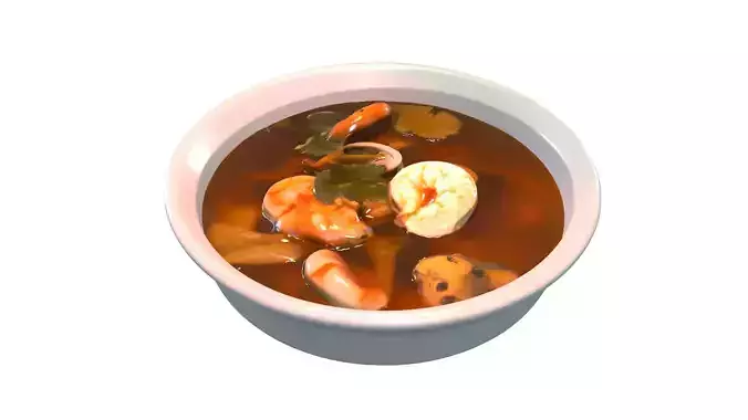 Seafood Soup Fried Octopus Ahi tuna Seafood Pasta Low-poly 3D model