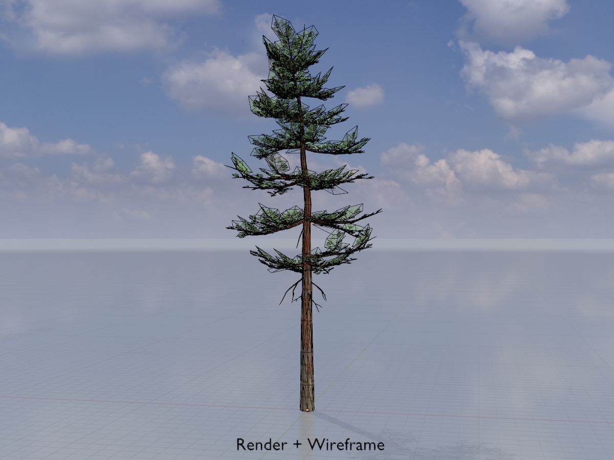 Forest pine summer 23m Low-poly 3D model_5