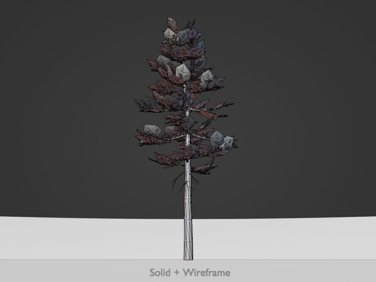 Forest pine summer 23m Low-poly 3D model_9