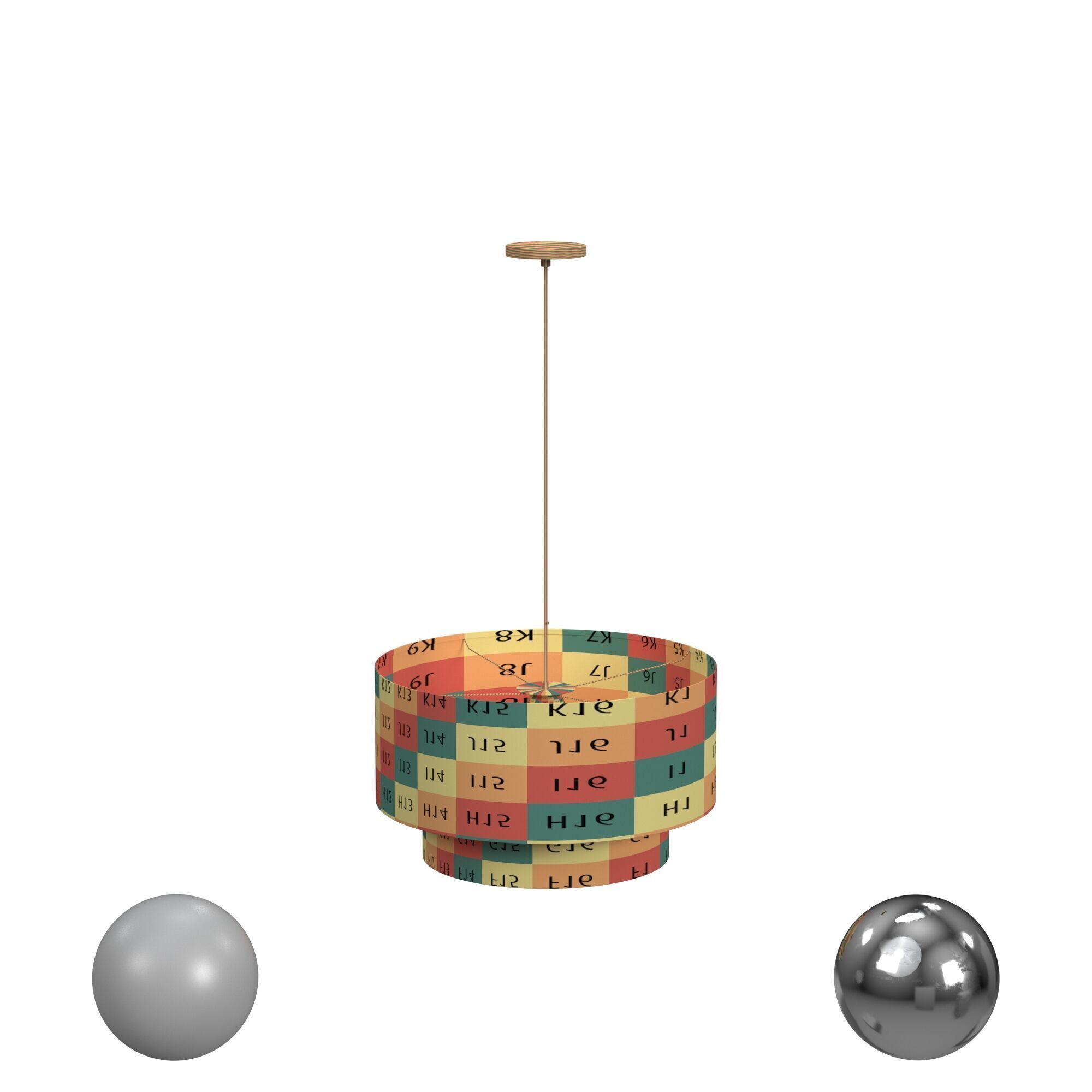Meadow 3 Light Drum Chandelier 3D model_4