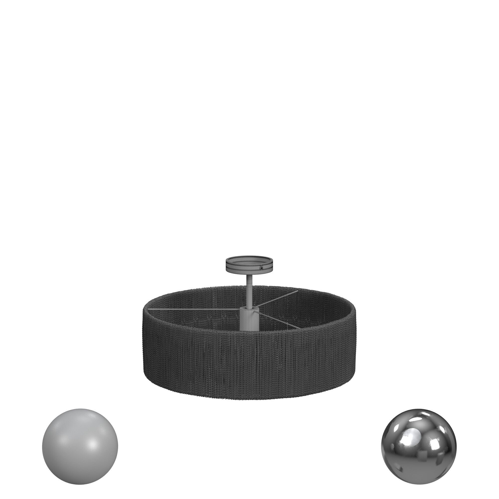 Rattan Fiber 1 Light Semi Flush Mount Ceiling Light 3D model_3