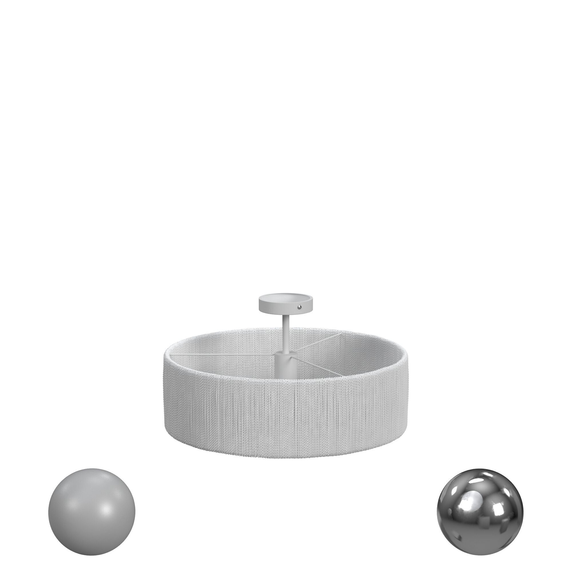 Rattan Fiber 1 Light Semi Flush Mount Ceiling Light 3D model_1