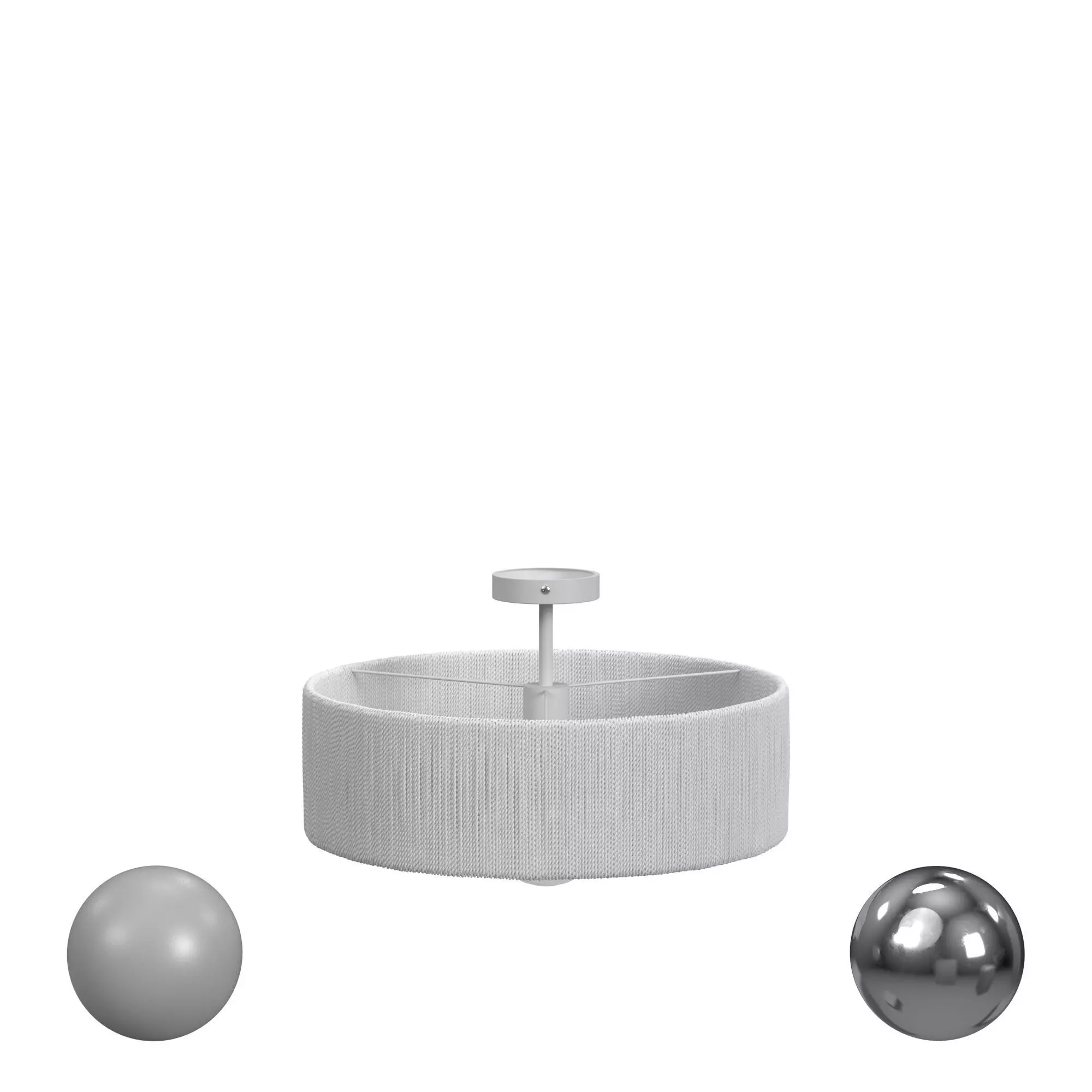 Rattan Fiber 1 Light Semi Flush Mount Ceiling Light 3D model_0