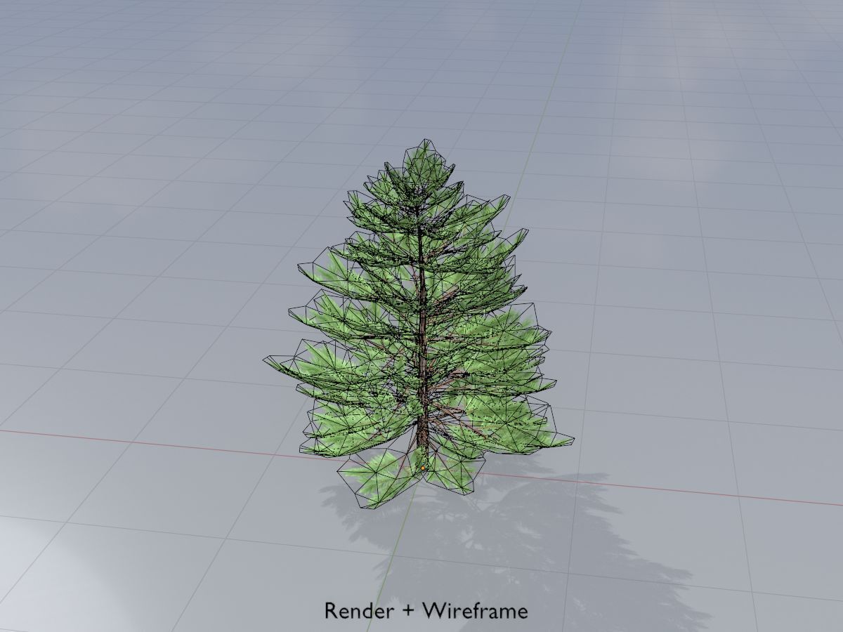 Forest pine summer dense 2m Low-poly 3D model_5