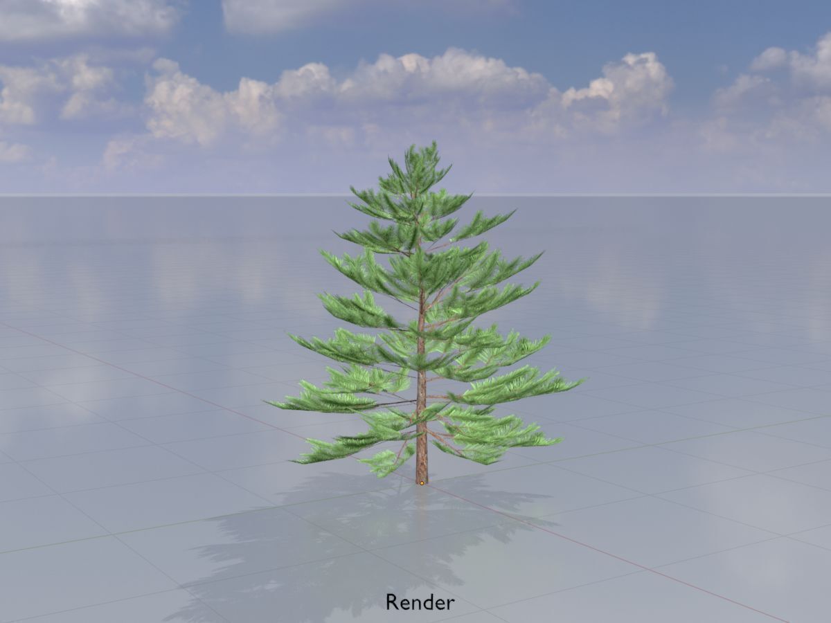 Forest pine summer dense 2m Low-poly 3D model_13