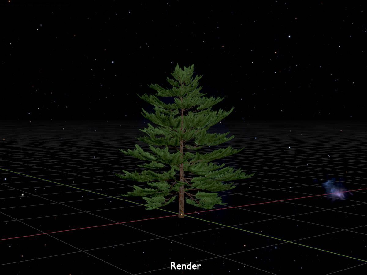 Forest pine summer dense 2m Low-poly 3D model_20