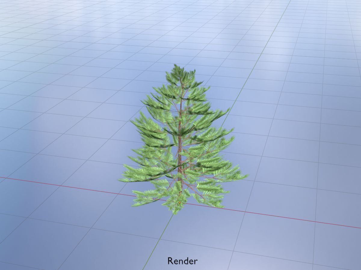 Forest pine summer dense 2m Low-poly 3D model_19