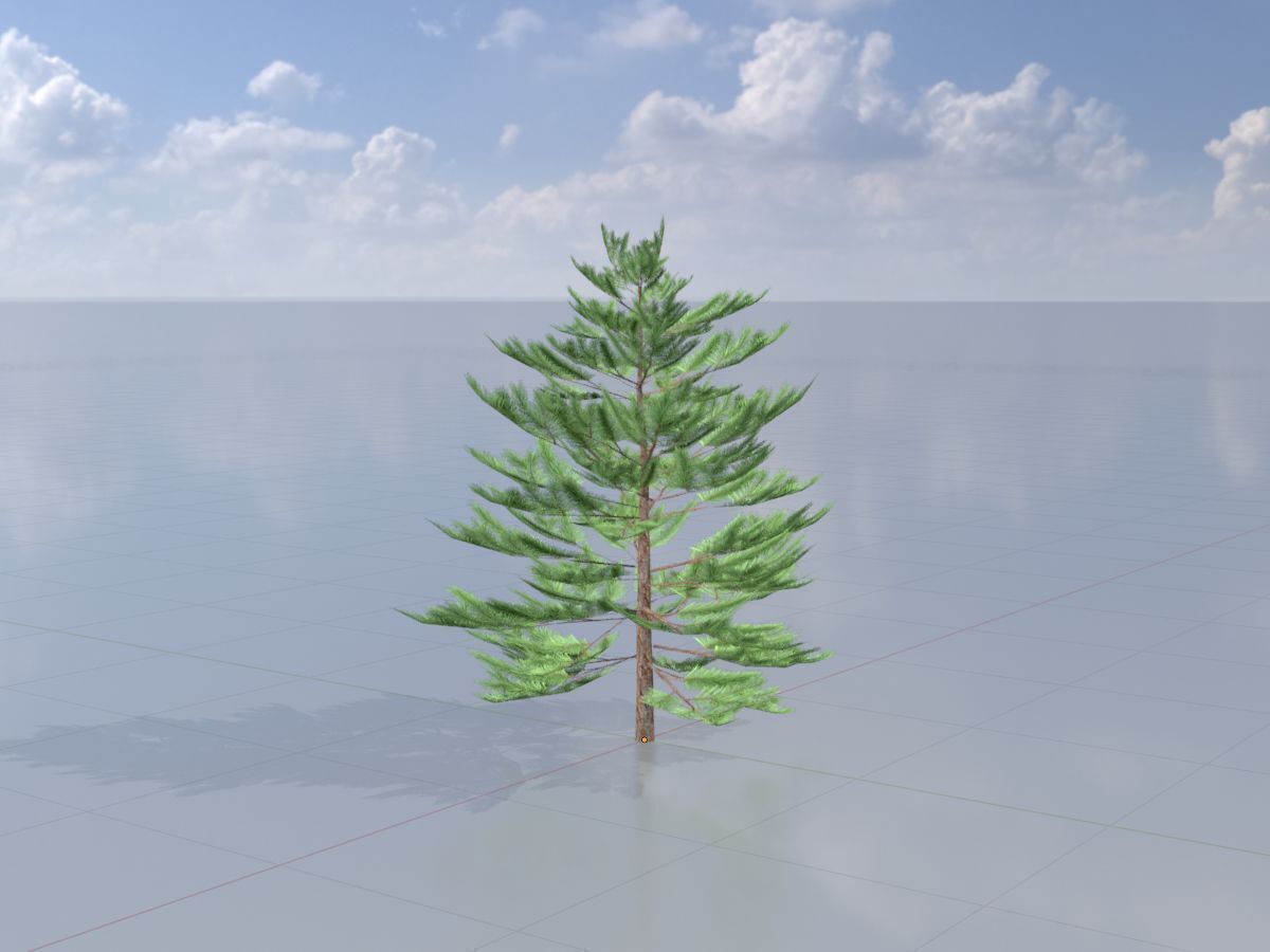 Forest pine summer dense 2m Low-poly 3D model_2