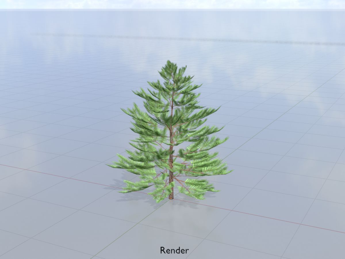 Forest pine summer dense 2m Low-poly 3D model_15
