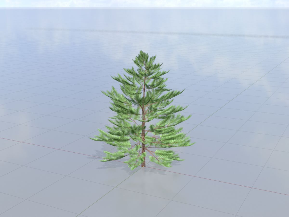 Forest pine summer dense 2m Low-poly 3D model_3