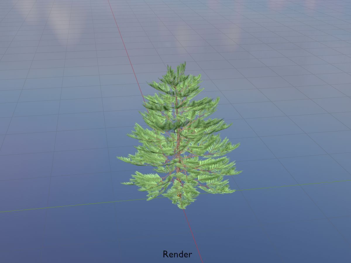 Forest pine summer dense 2m Low-poly 3D model_18