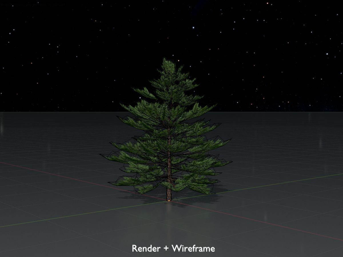 Forest pine summer dense 2m Low-poly 3D model_7