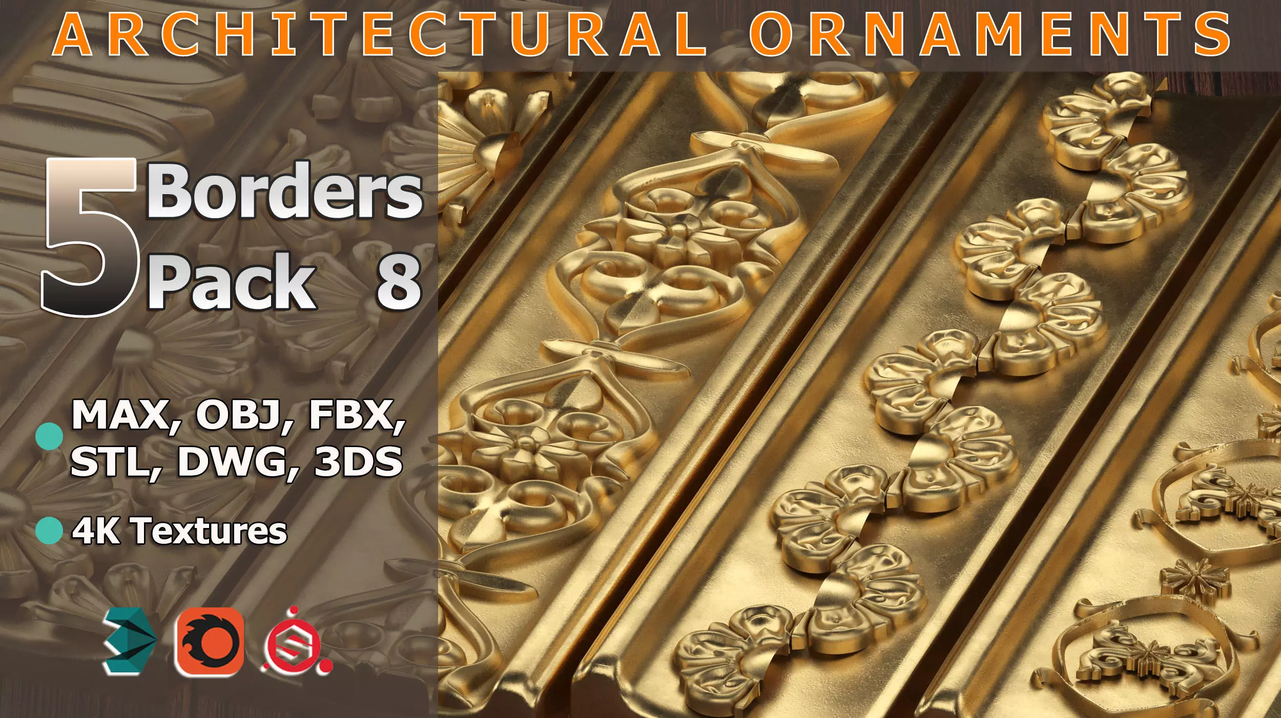 5 Borders Ornamental Pack 8 3D model_0