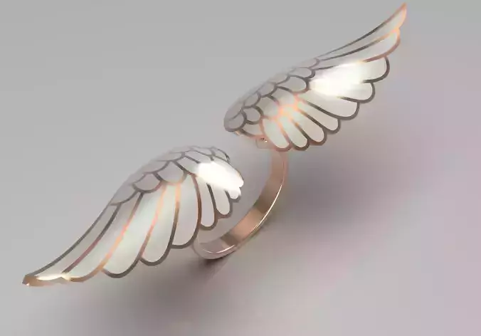 Rose gold ring with angel wing design model gr0042