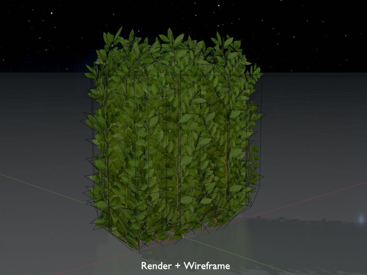 Cherry laurel hedge 500mm version-2 Low-poly 3D model_8