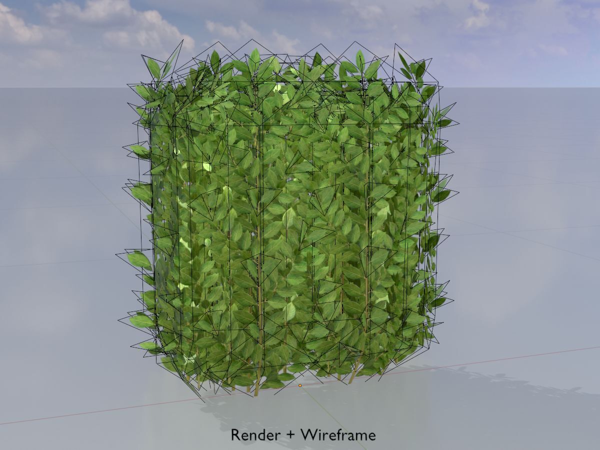 Cherry laurel hedge 500mm version-2 Low-poly 3D model_5