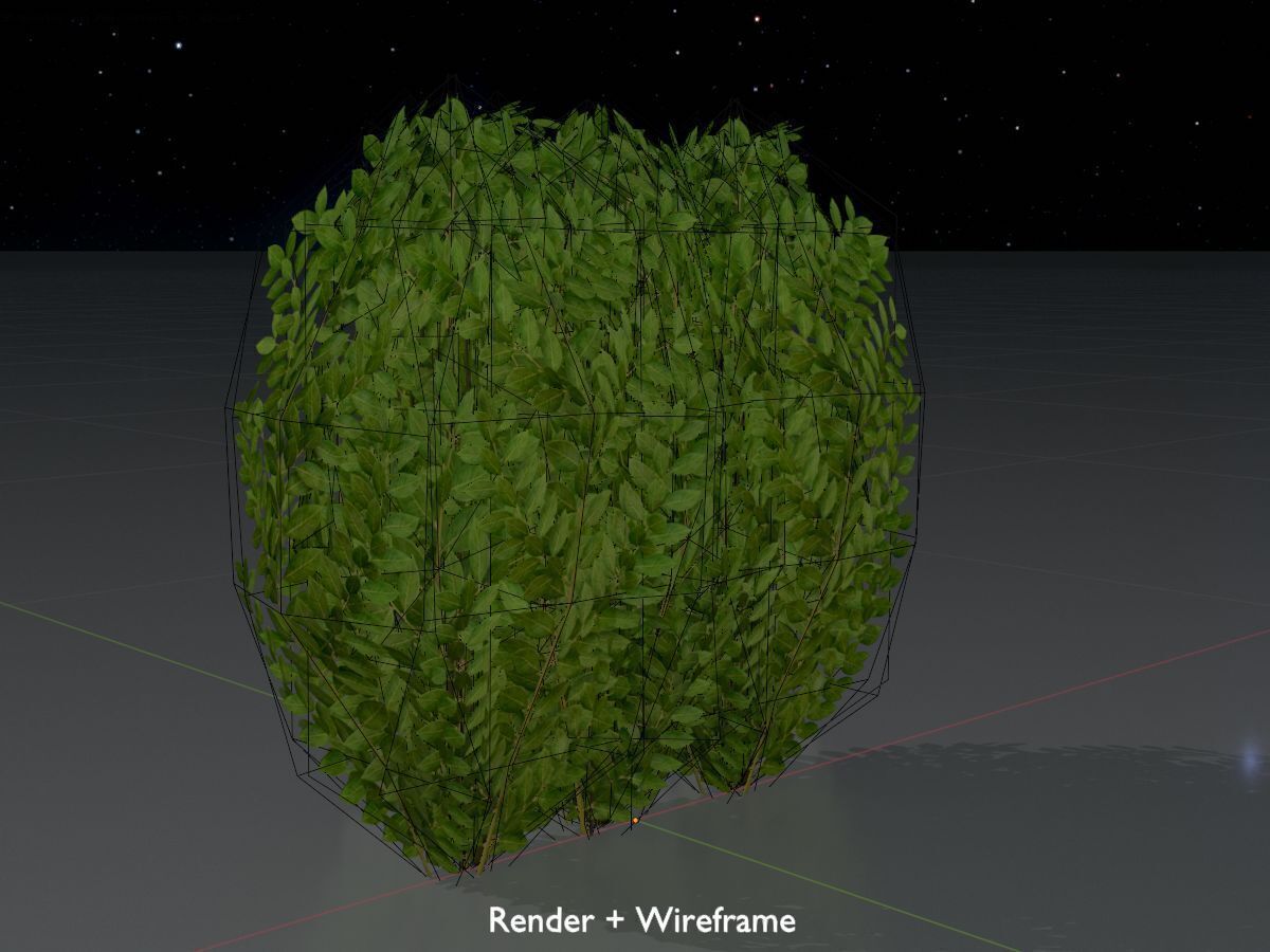 Cherry laurel hedge 500mm version-3 Low-poly 3D model_8