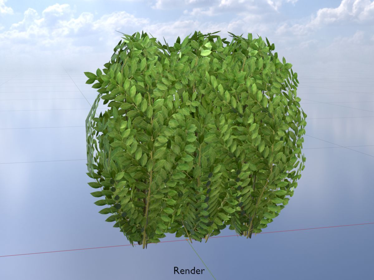 Cherry laurel hedge 500mm version-3 Low-poly 3D model_19