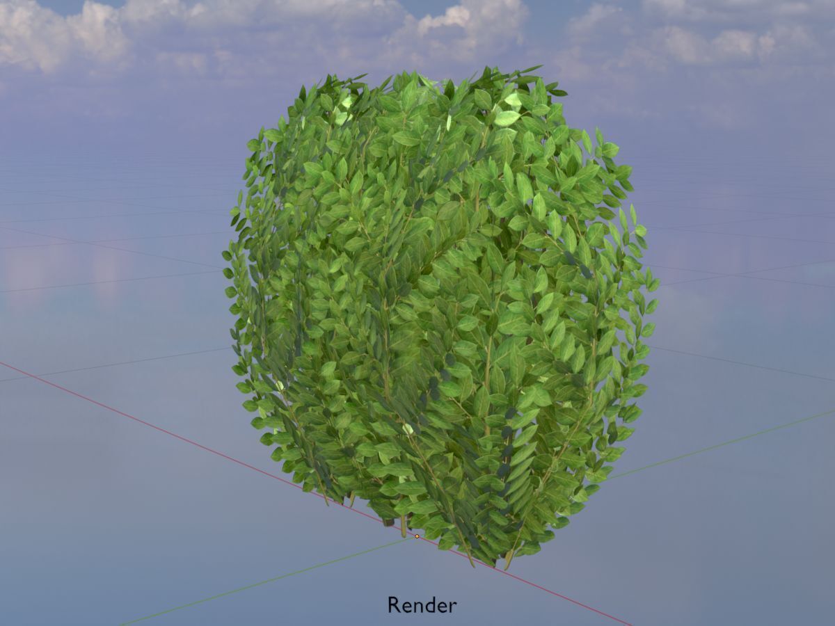 Cherry laurel hedge 500mm version-3 Low-poly 3D model_18