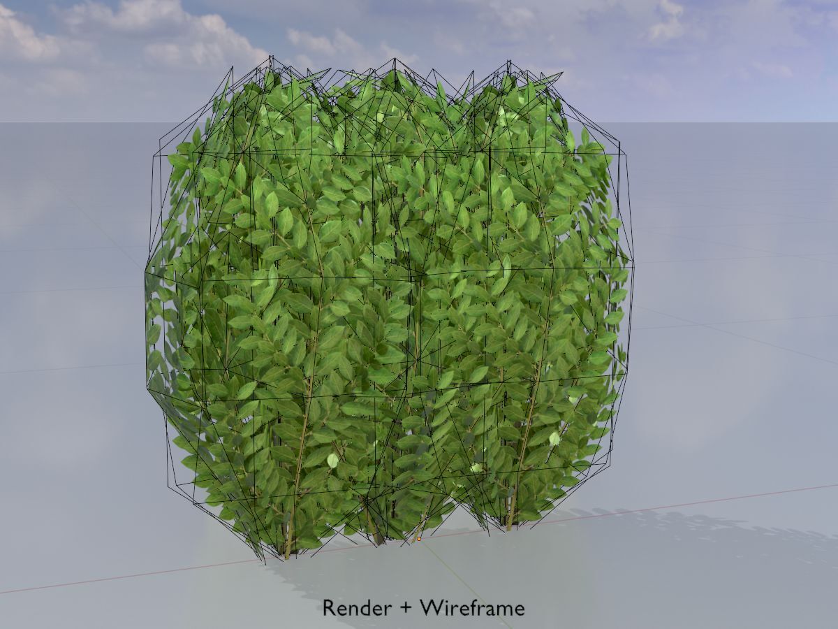 Cherry laurel hedge 500mm version-3 Low-poly 3D model_5