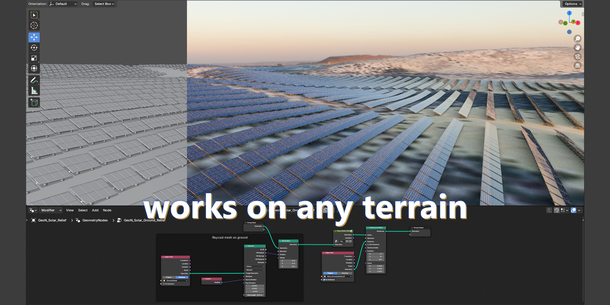 Blender Photovoltaic power plant Generator 3D model_2