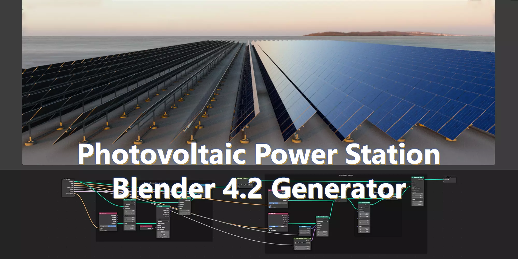 Blender Photovoltaic power plant Generator 3D model_0