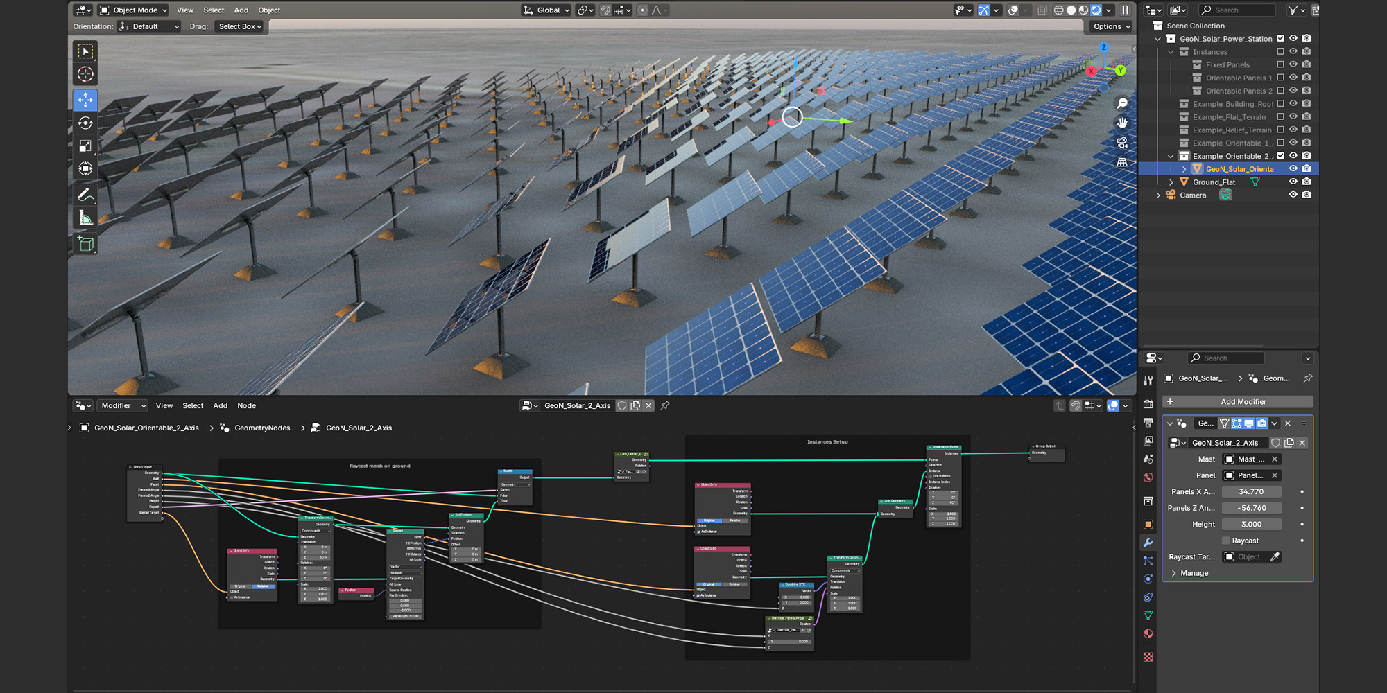 Blender Photovoltaic power plant Generator 3D model_1
