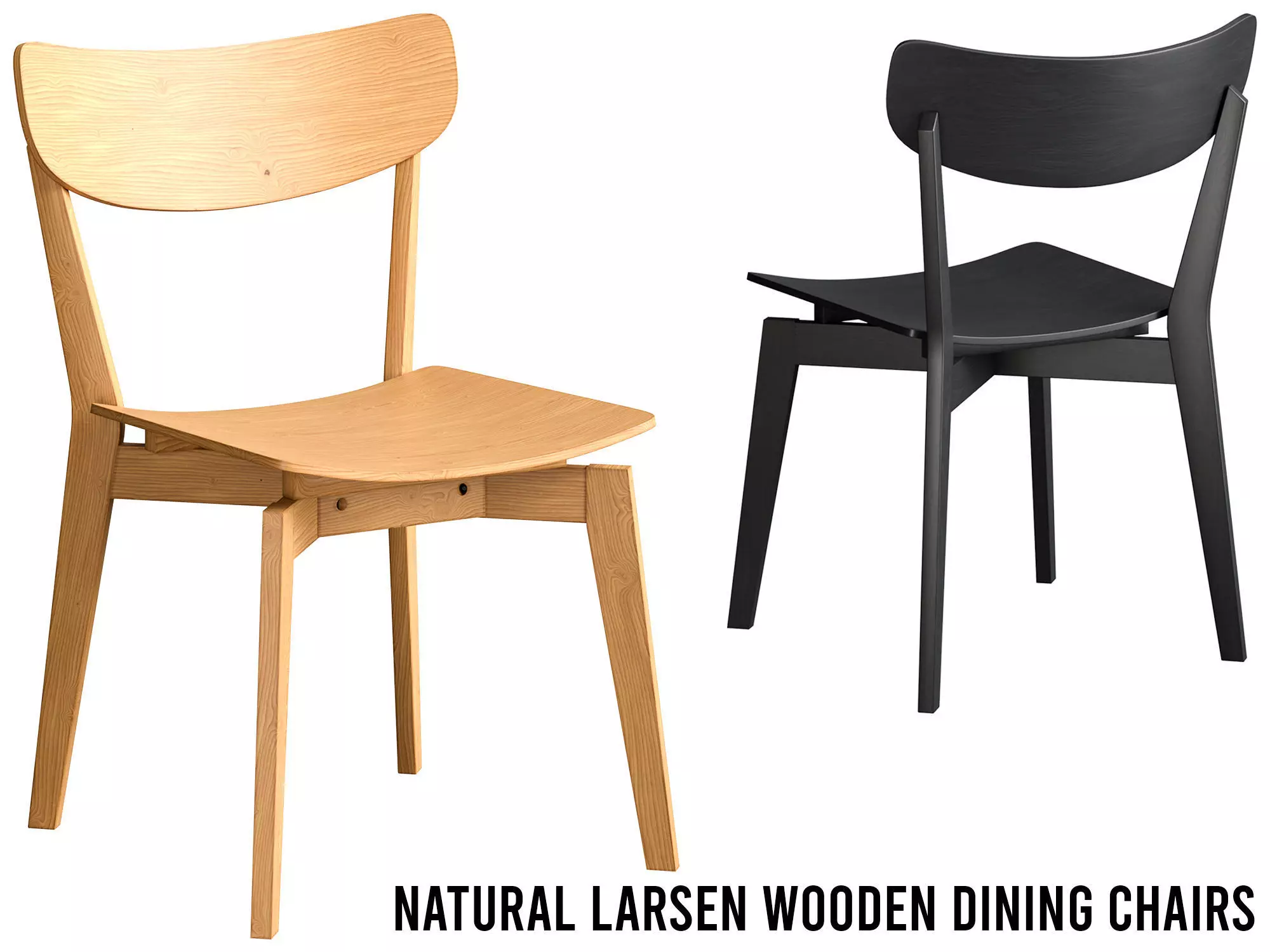 Natural Larsen Wooden Dining Chairs SR 3D model