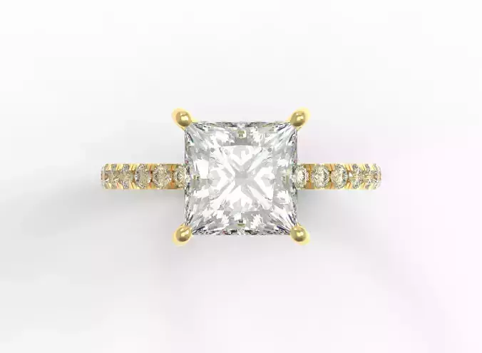 Engagement Ring Princess Cut Center Diamond
