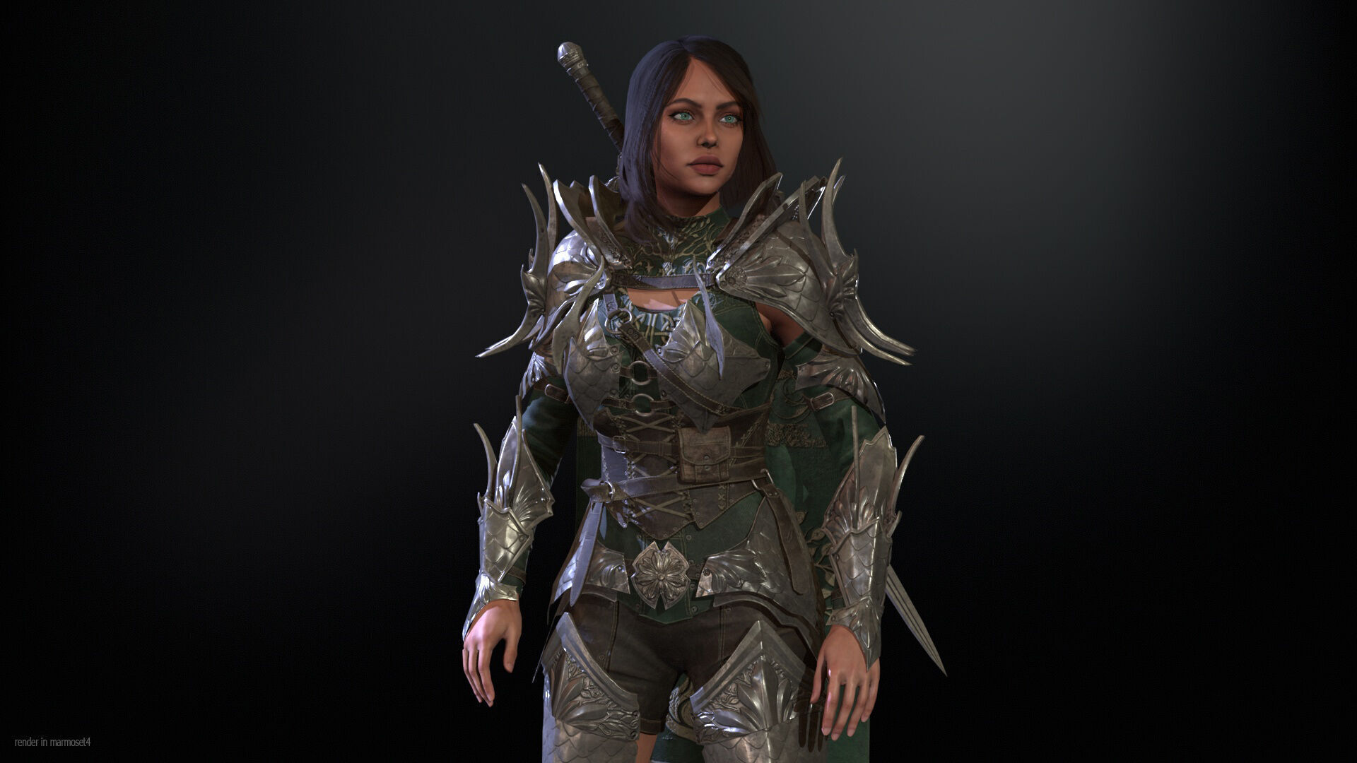 Knight Gilr Low-poly 3D model_3