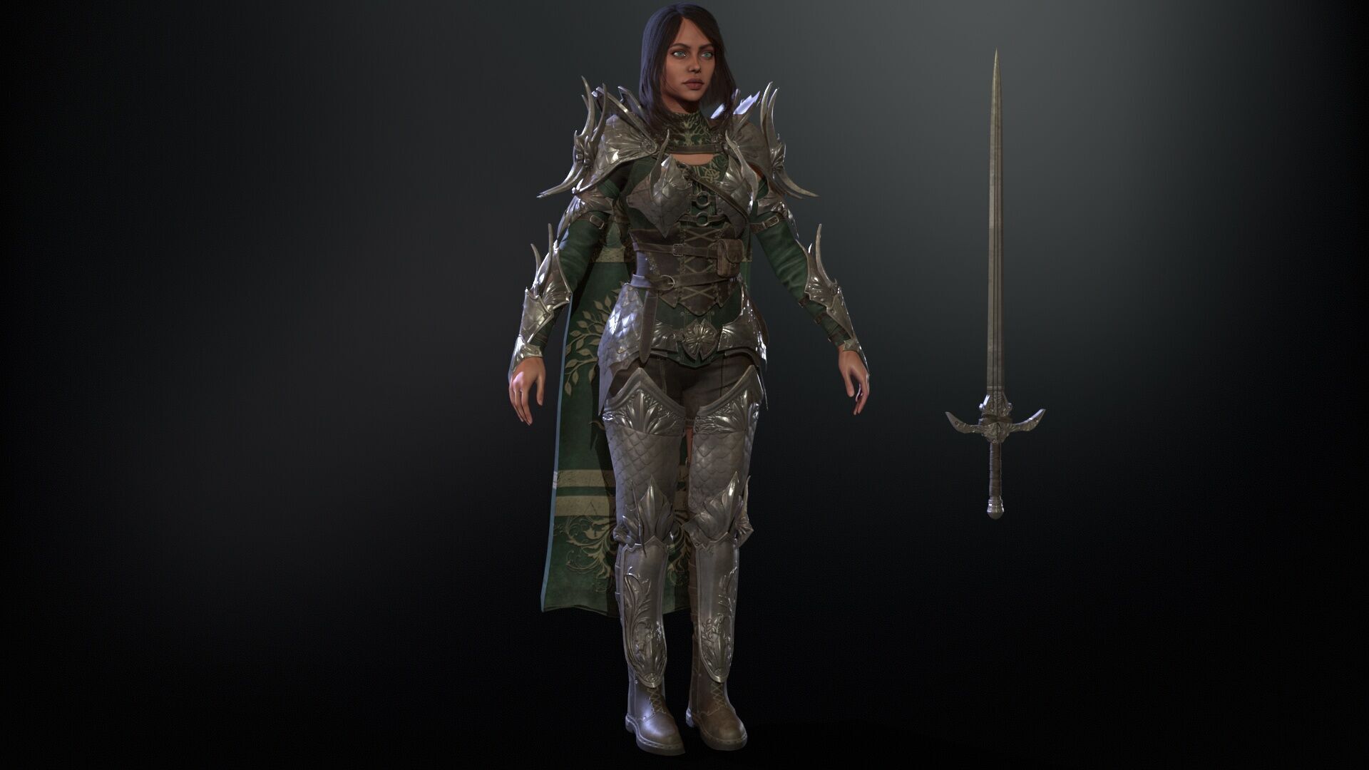 Knight Gilr Low-poly 3D model_8