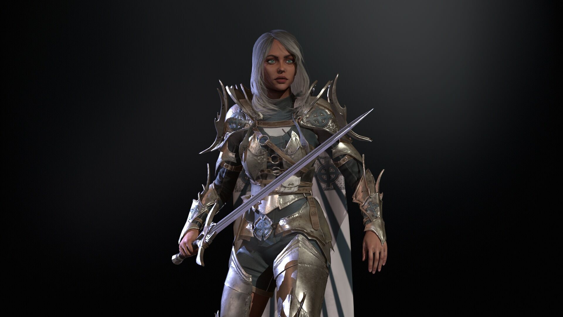 Knight Gilr Low-poly 3D model_19