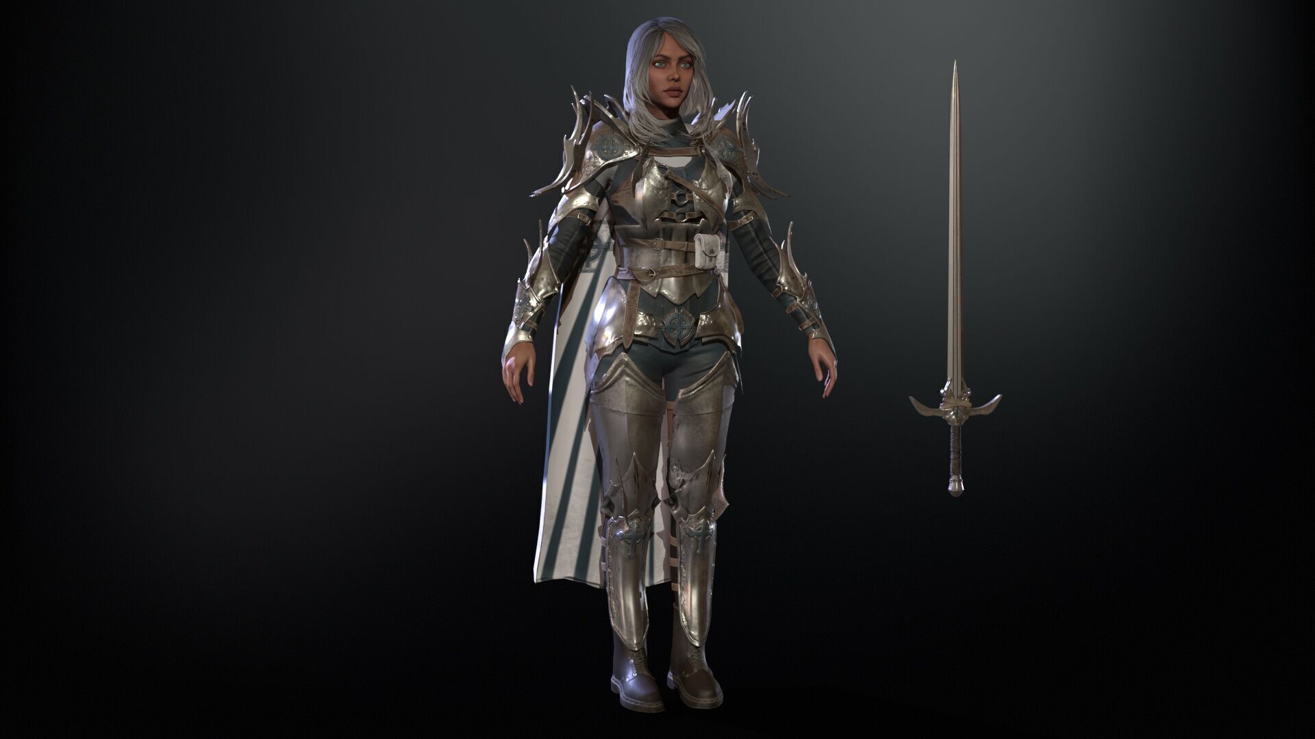 Knight Gilr Low-poly 3D model_12