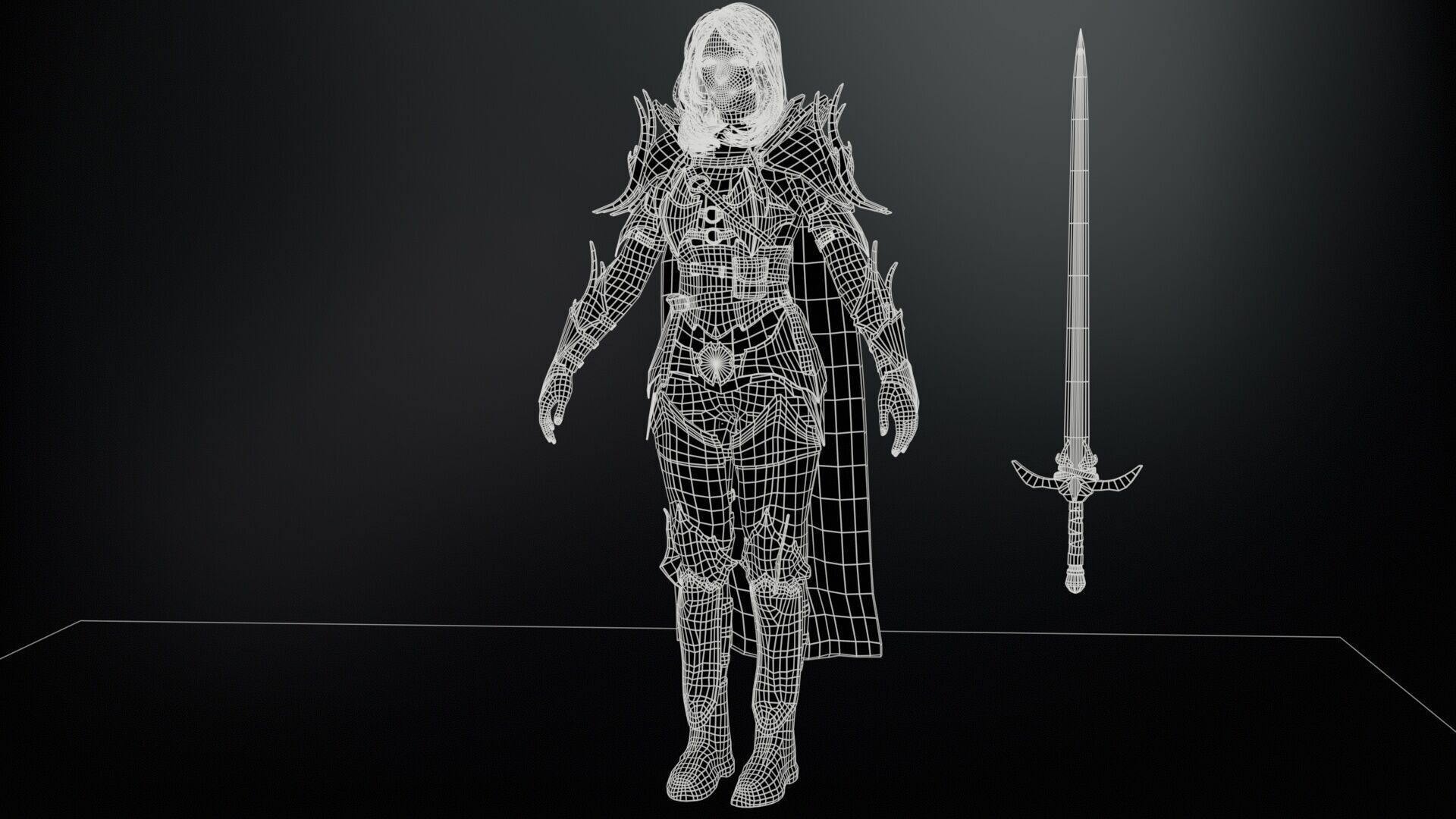 Knight Gilr Low-poly 3D model_11